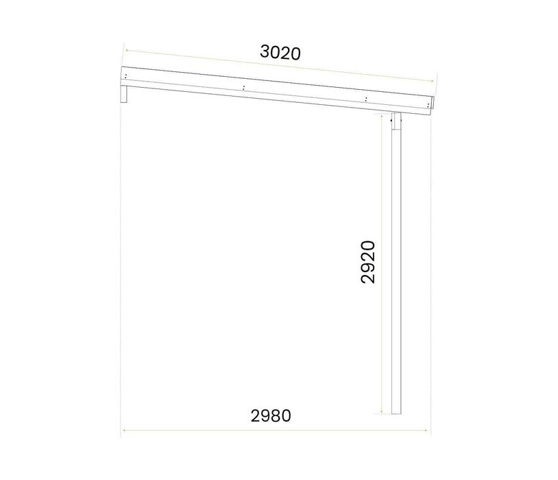 Zadaszenie, wiata przyścienna garażowa drewniana 300 x 604 cm