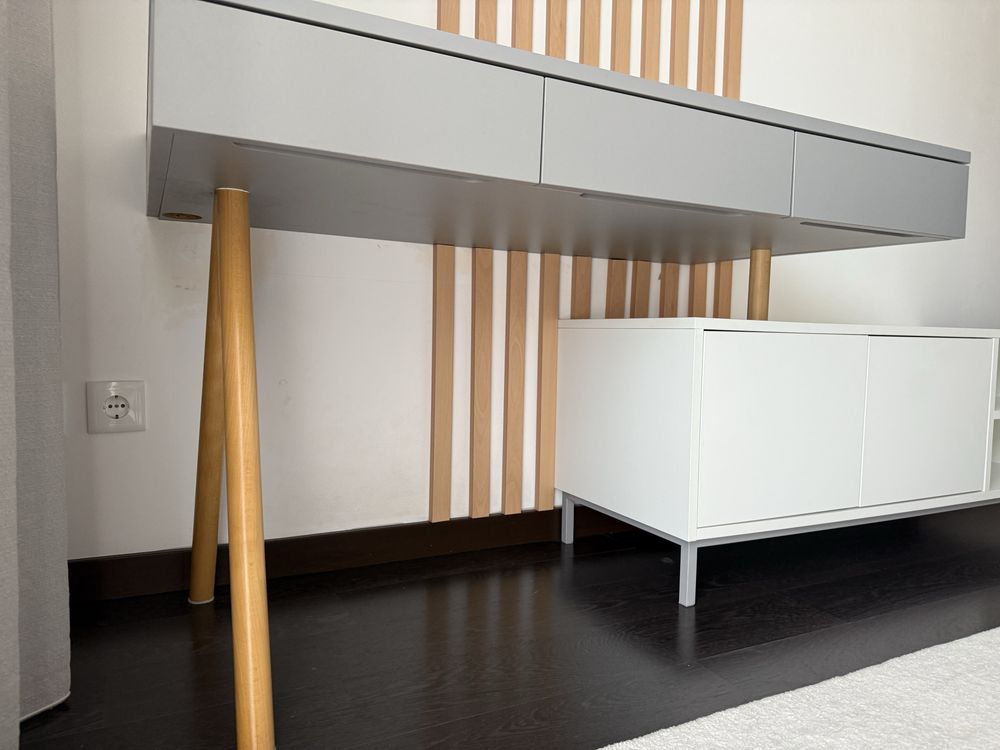 Quarto Conpleto Cama Colchão Aparador Secretaria Prateleiras