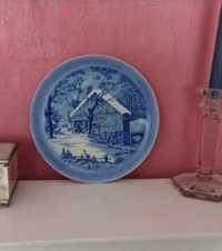 Kolekcjonerski talerz porcelanowy vintage Święta pejzaż Christmas zima