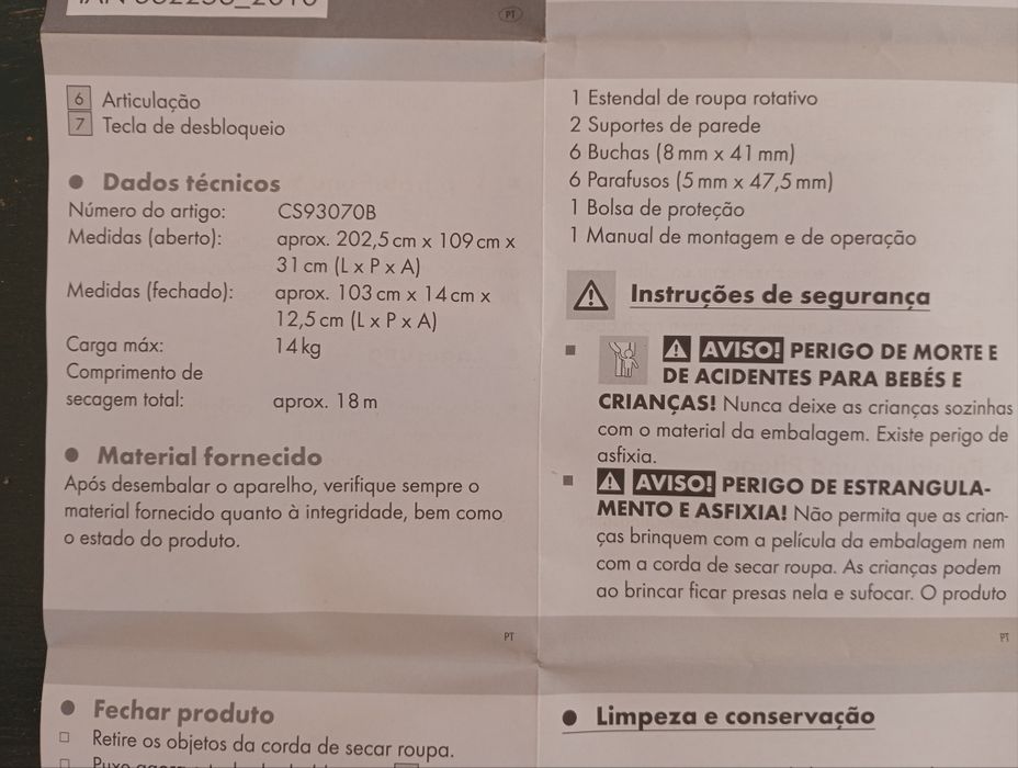 Estendal de parede em alumínio roupa