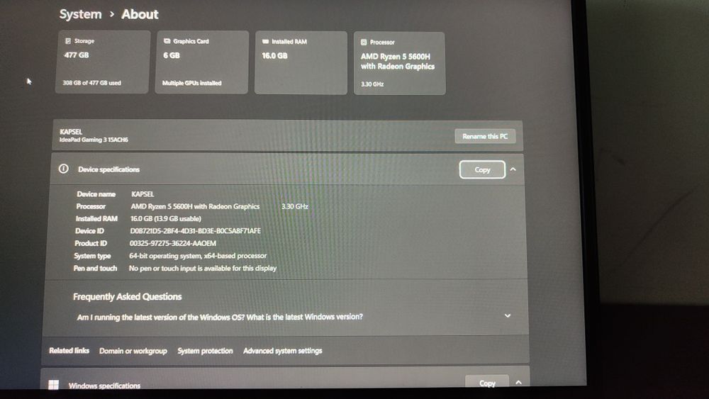 Lenovo IdeaPad Gaming 3 • Ryzen 5 5600H • RTX 3050 • 16GB RAM • 512GB