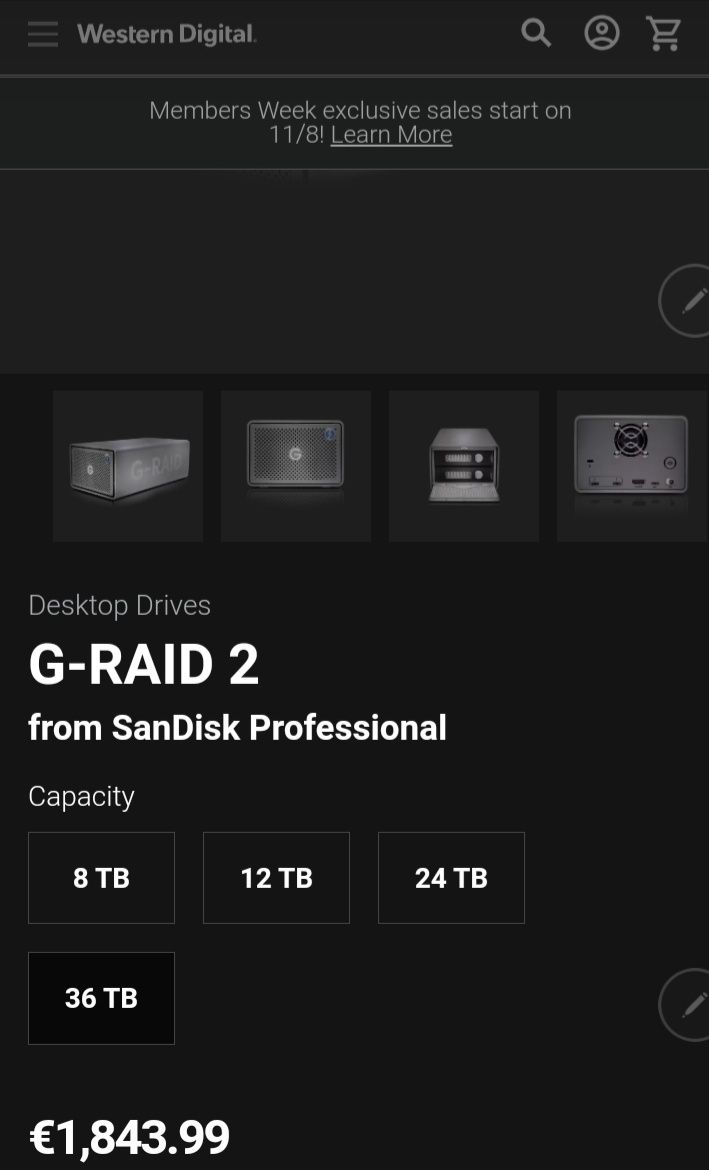 Nao encontra mais barato  G-RAID 2 36 Tb thunderbolt 3