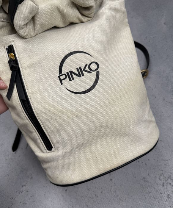 Plecak Pinko | Canvas Roll-Top | Kremowy/Czarny | Idealny na miasto