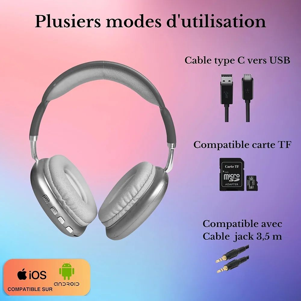 Bezprzewodowe słuchawki Bluetooth P9 Pro Max B830