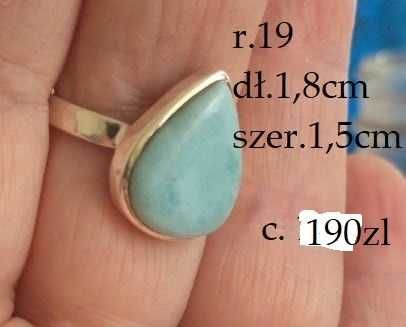 pierścionek srebro.925 larimar r. 14