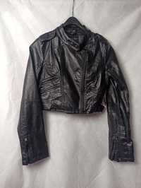 Vegan leather cropped archive style japanese jacket sztuczna skóra