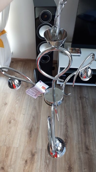 Lampa wisząca sufitowa chrom kryształ