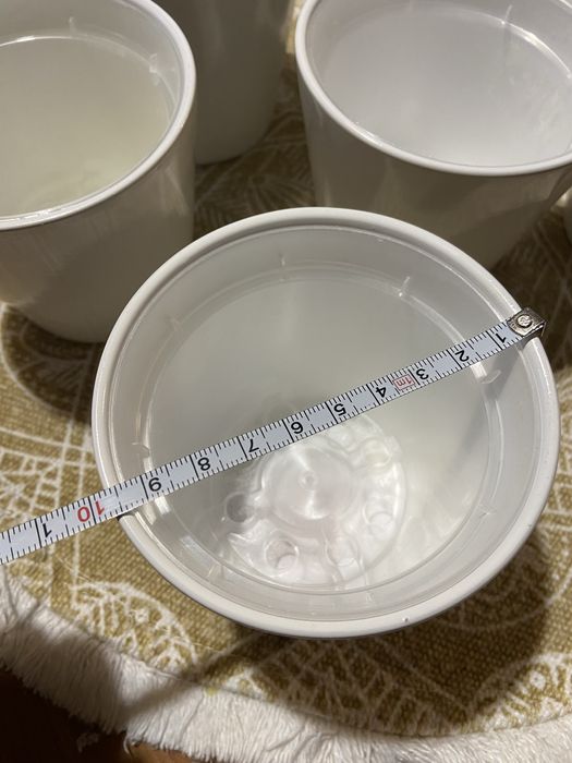 9x zestaw doniczka kaktus ceramiczna Polnix biała + wkład plastikowy