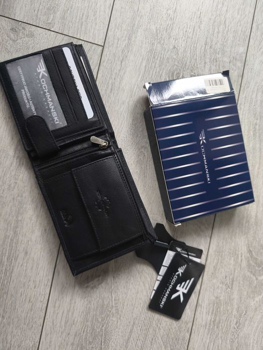 Kochmanski portfel męski skórzany czarny poziomy rfid skóra naturalna