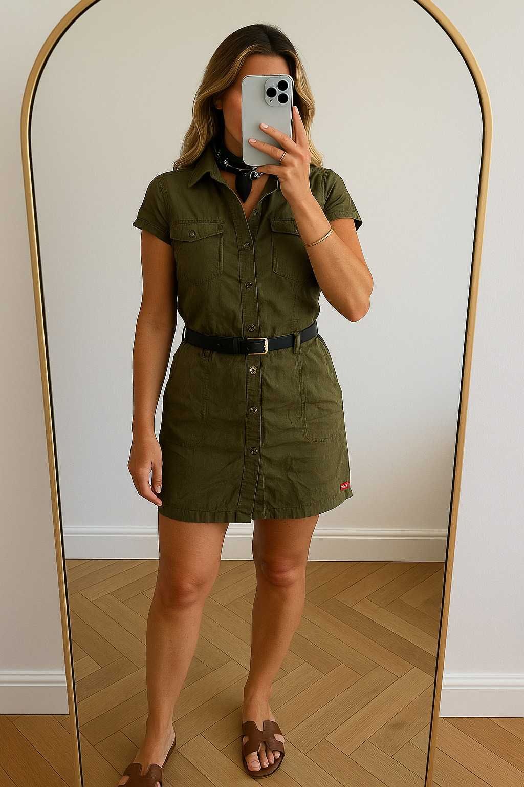 Esprit khaki sukienka militaria M 38 militarna grunge jeansowa