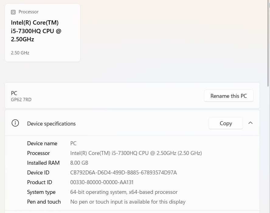 Laptop MSI GP62 7RD