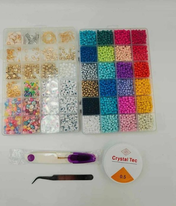 Duży kreatywny Zestaw 11 tys sztuk koralików do bransoletek kolczyków