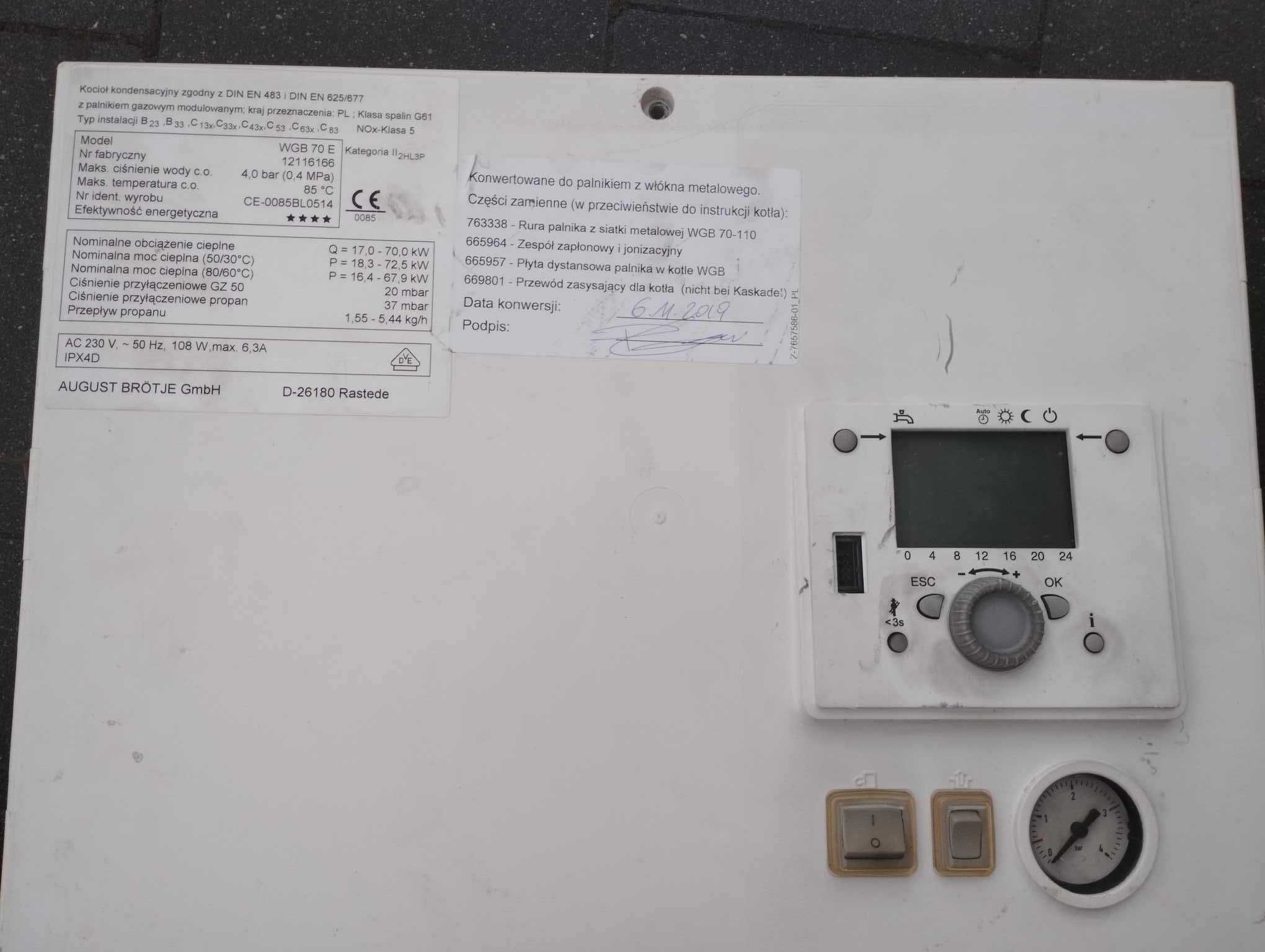 automatyka, płyta sterująca WGB 70 - 110 Brotje