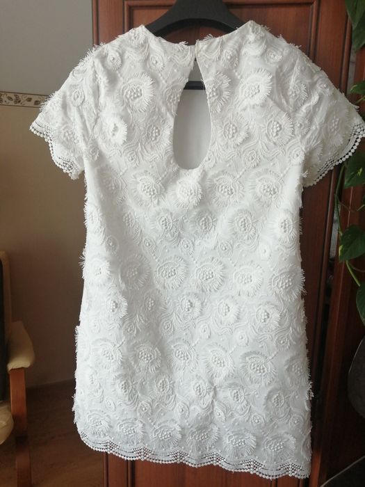 Sukienka mini Zara we wzory 3d M biała