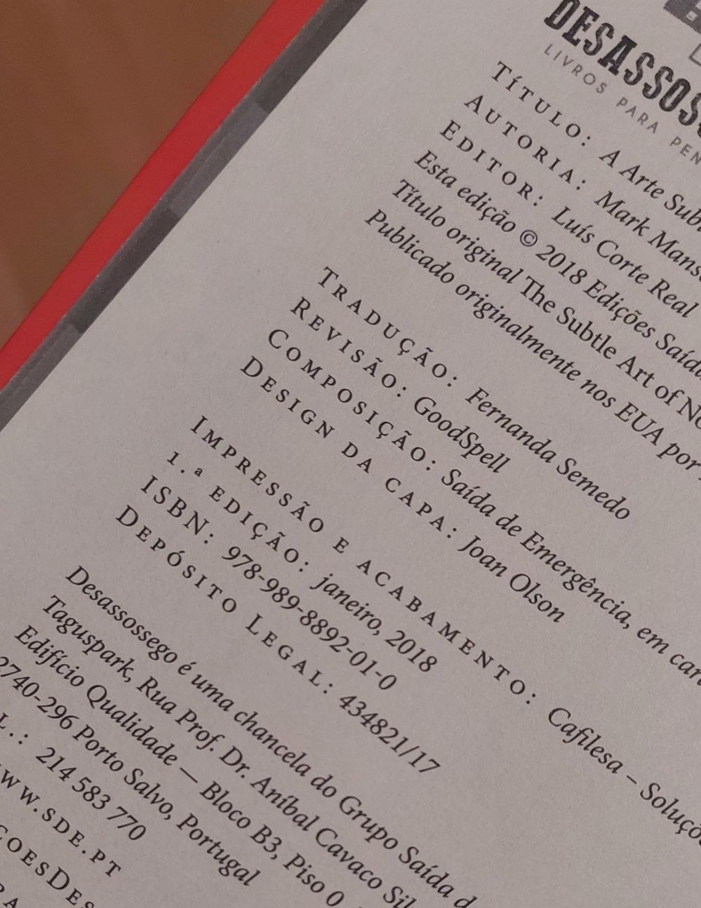 Livro Arte Subtil de saber dizer que se F*da  1 Edição 
Mark Manson

1