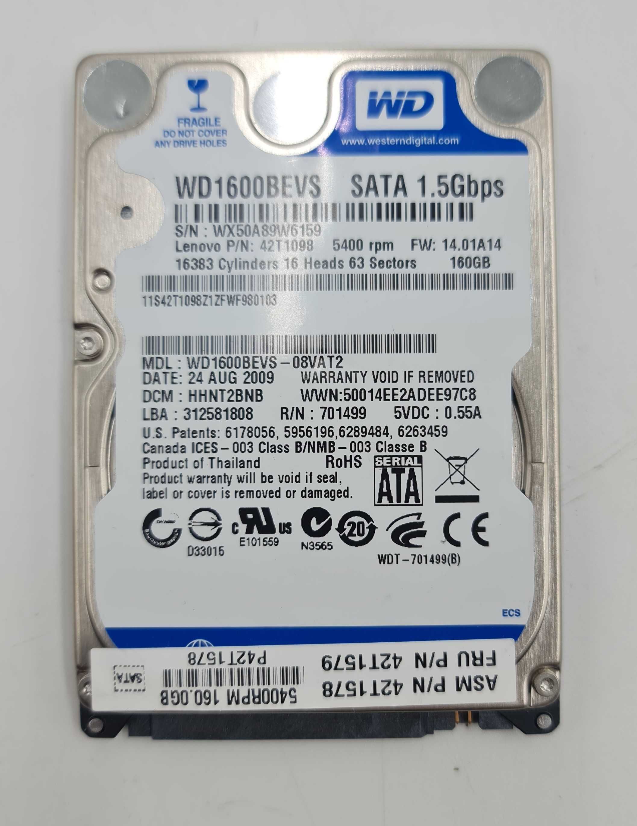 Dysk WD Scorpio Blue WD1600BEVS 160GB 2.5"