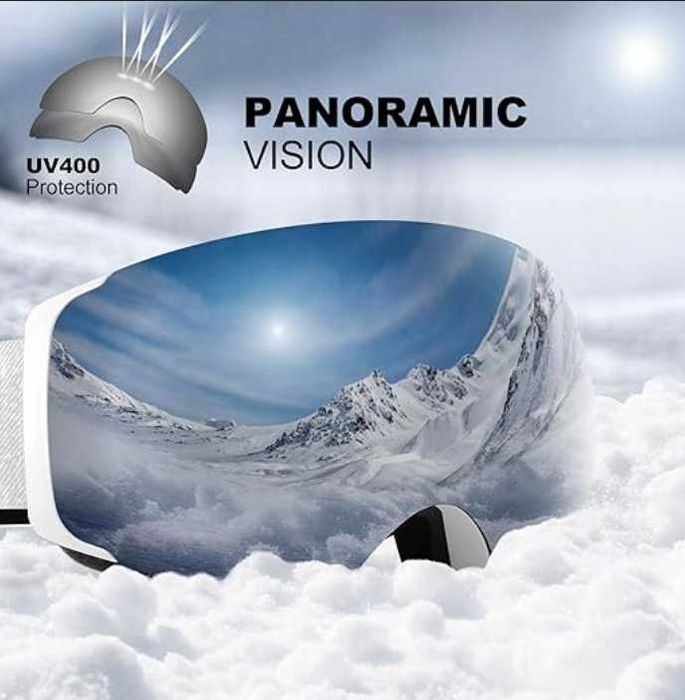 Gogle Narciarskie Odoland Bezramkowe z wym. Soczewkami UV OTG Srebrne