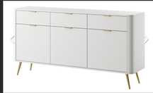 Komoda trzydrzwiowa Oval z szufladami 163,5 cm Biała