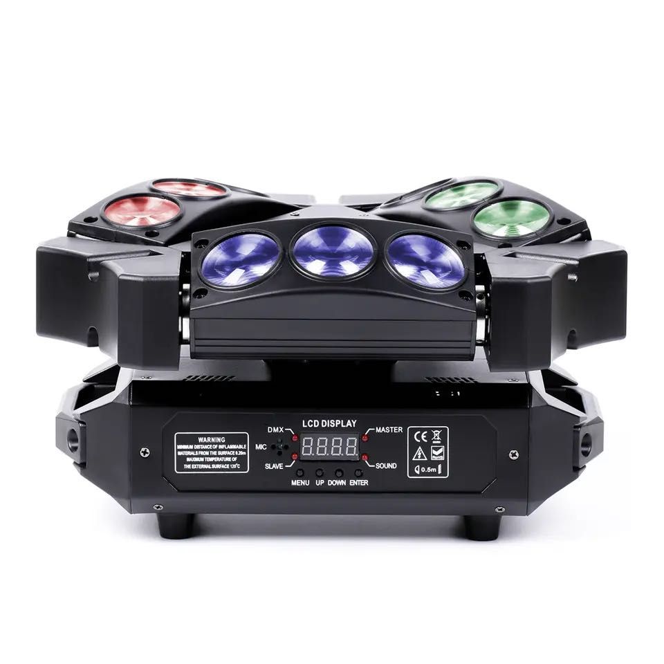 Robo Moving Head DMX tipo Aranha / Spider 9 Leds