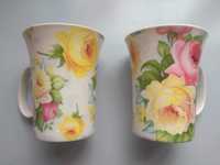 две новые красивые фарфоровые кружки с розами для чая кофе