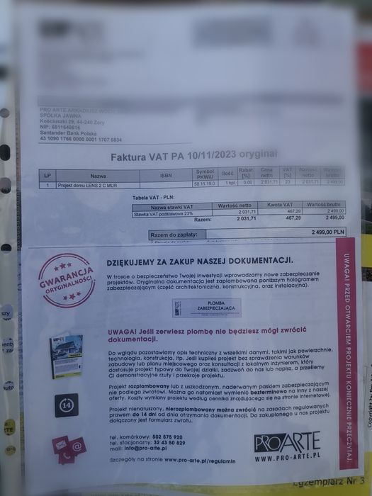 Projekt Domu Lens 2 C Murowany Całoroczny Pro-Arte Zapieczętowany