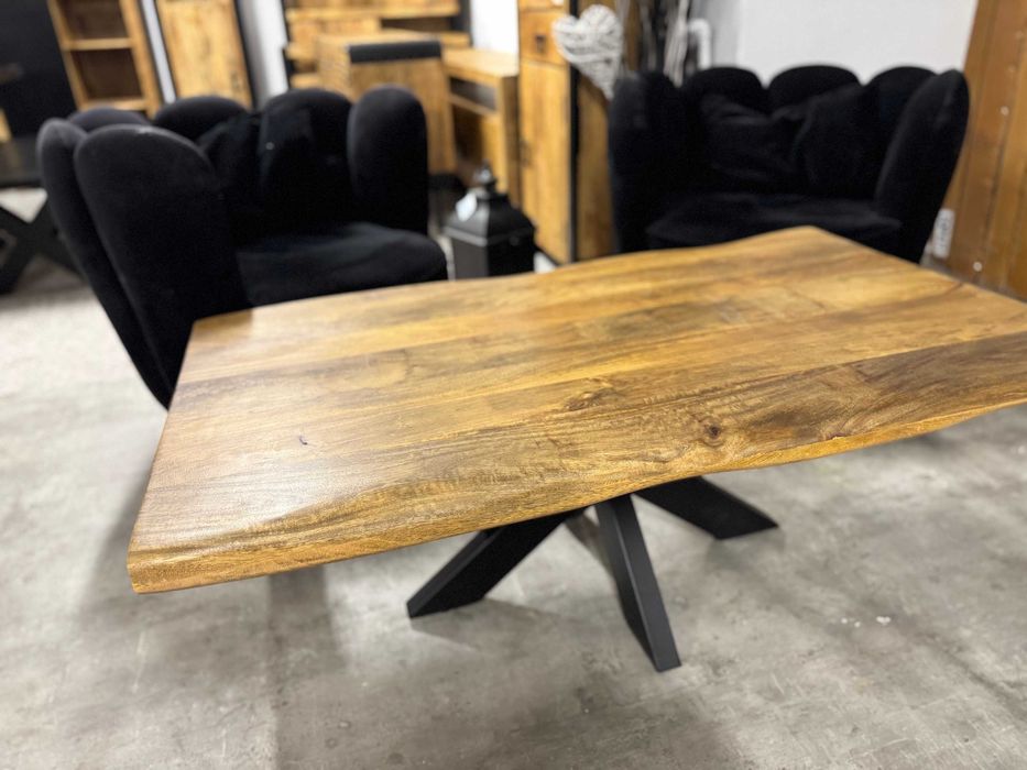 Wyjatkowy Stolik kawowy ława LOFT egzotyczne drzewo mango blat Edge