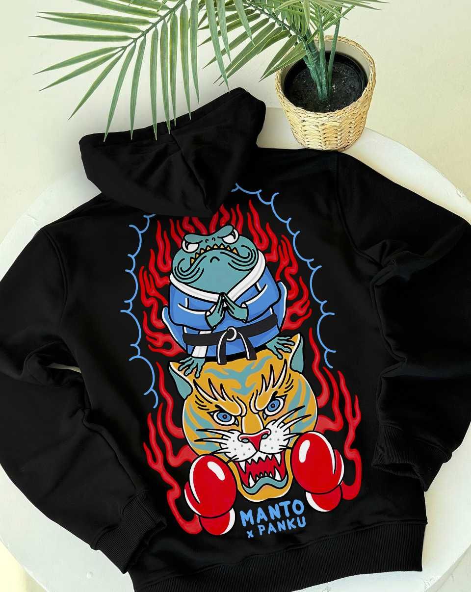 MANTO x Panku — Худи черное Манто — XS S M L XL — BIG Лого Принт