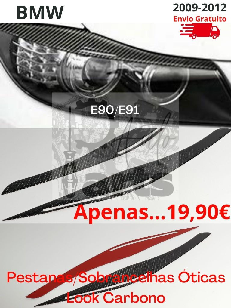 Pestanas (Sobrancelhas) para Óticas farol BMW E90 E91 Carbono