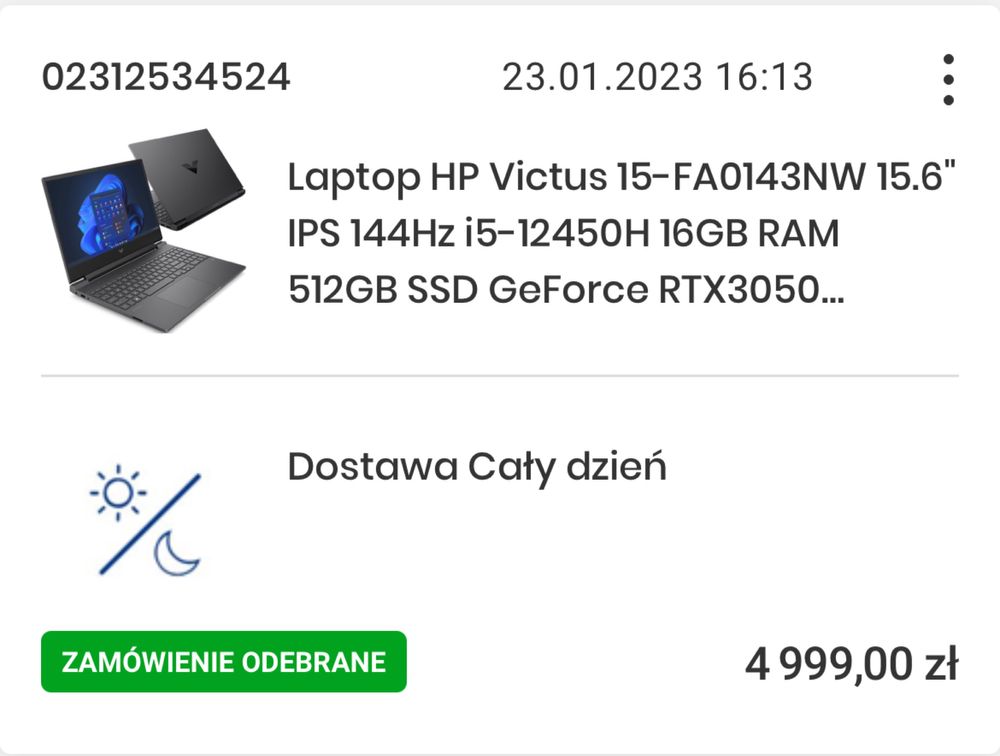 HP Victus laptop gamingowy i5 12th 144hz rtx 3050 16gb 512 gb