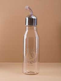 Butelka plastikowa z napisem beżowa