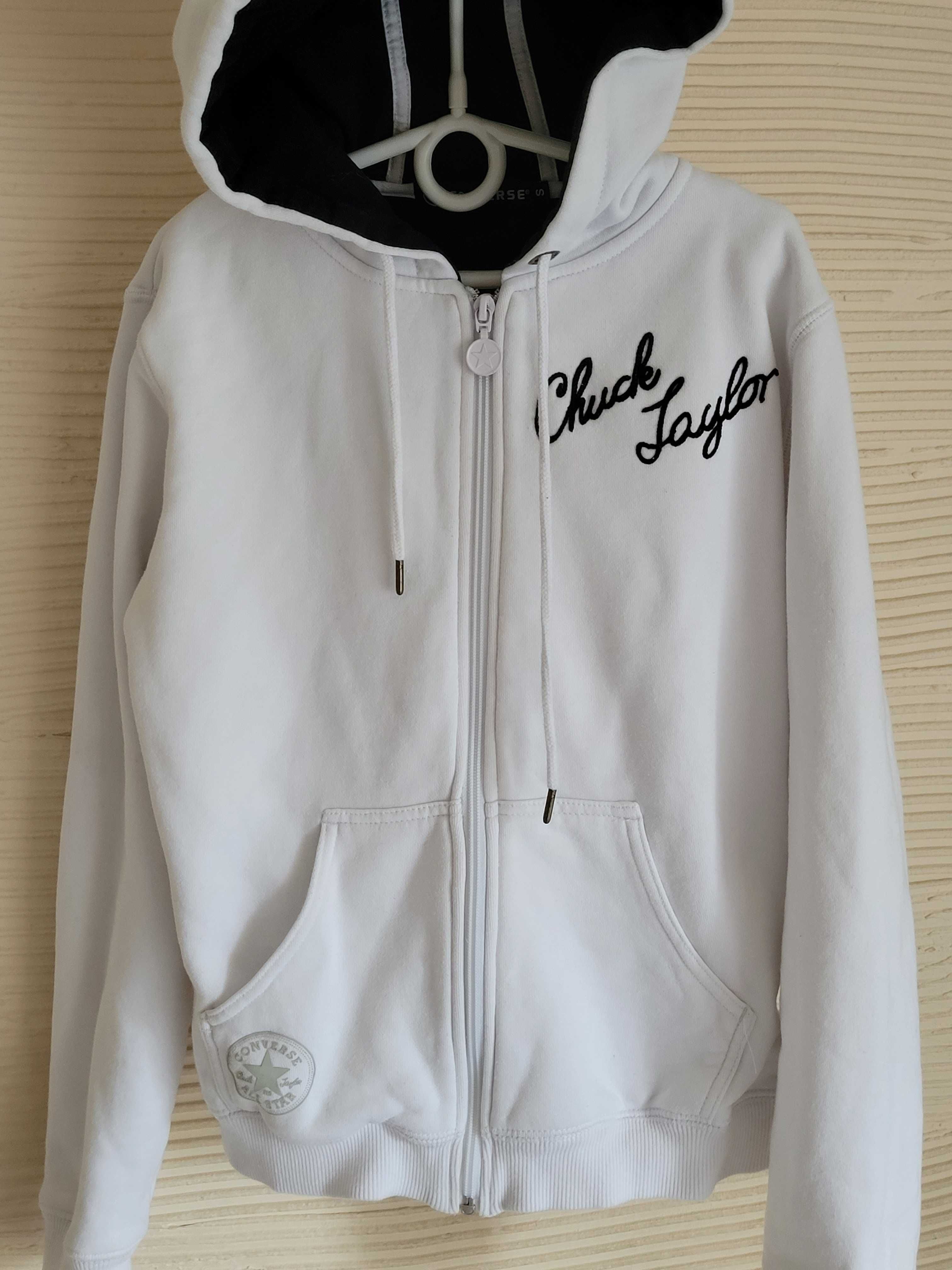 Bluza S Converse Chuck Taylor biała z kapturem rozpinana