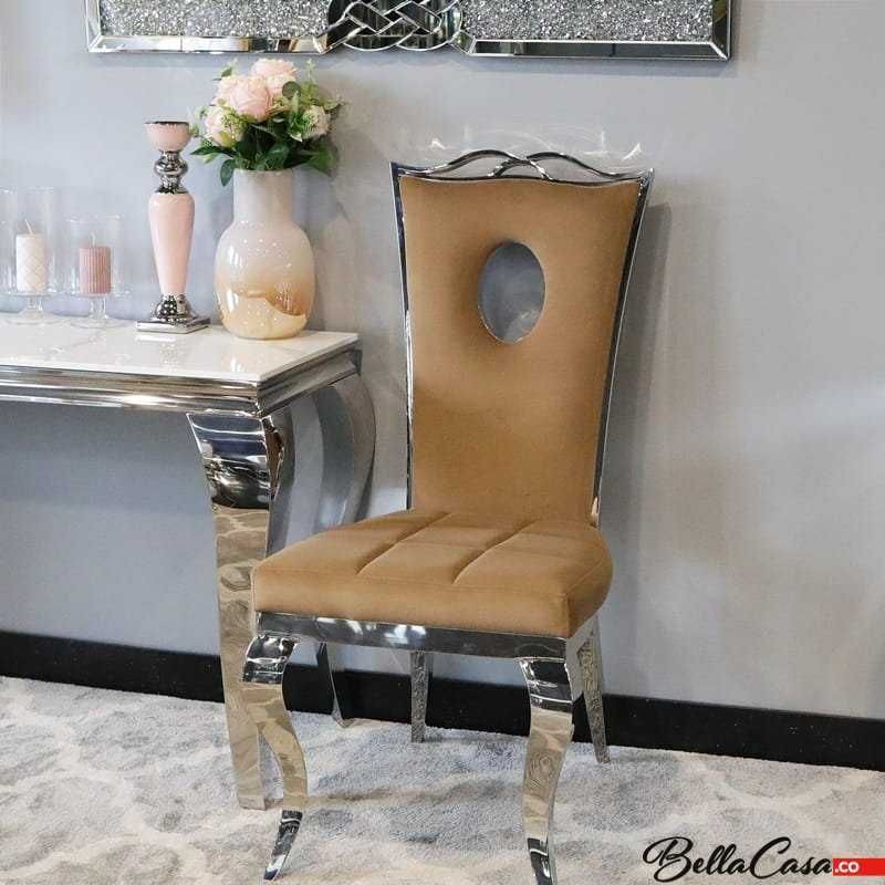 Krzesło tapicerowane glamour Luxury welur kolory salon szary