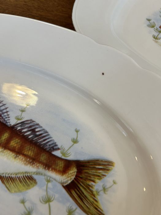 Zestaw półmisków 3 sztuki talerzy ceramika z motywem ryby