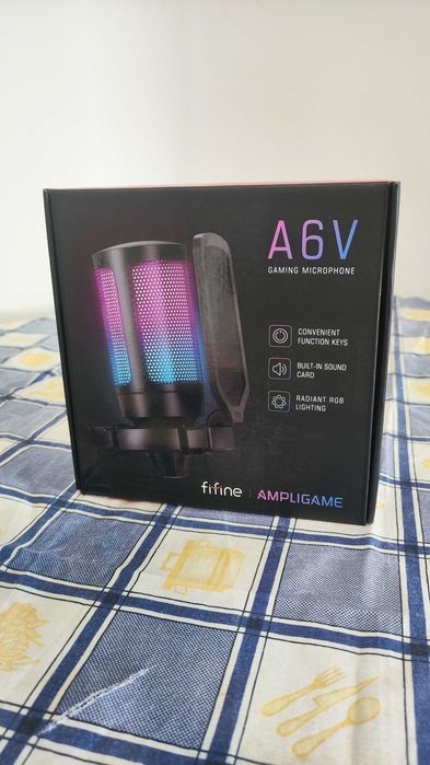 Microfone Gaming Fifine USB – Novo, Com RGB e Mute Rápido