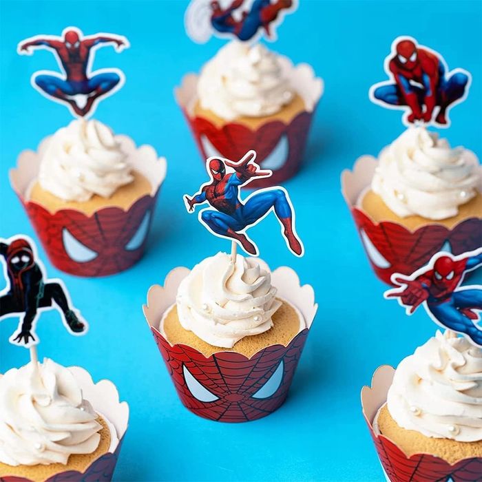 Zestaw 48 Topperów na Tort Superbohater Dekoracje Spiderman Cupcake