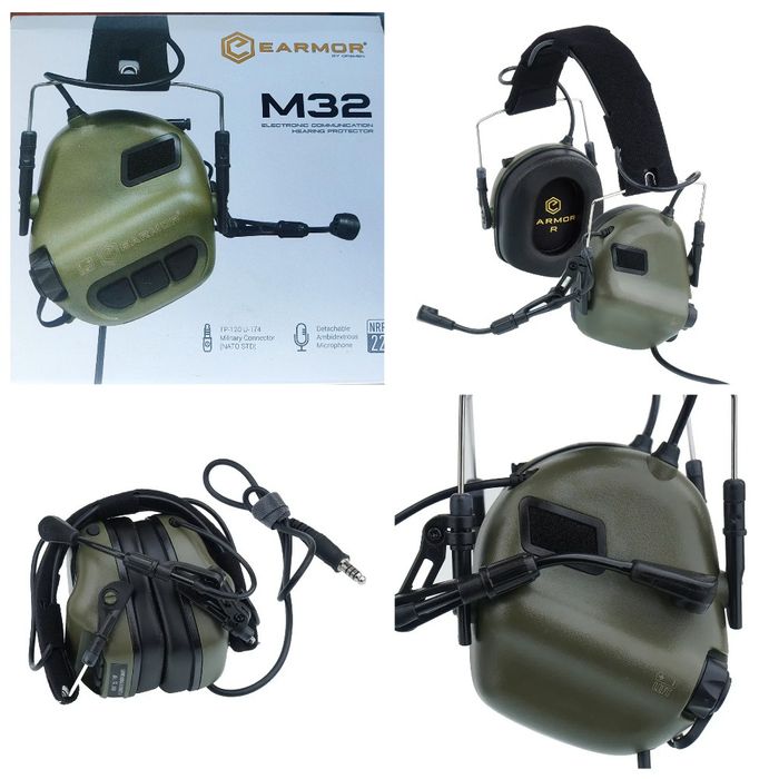 Нові активні тактичні навушники з мікрофоном Earmor M32 олива