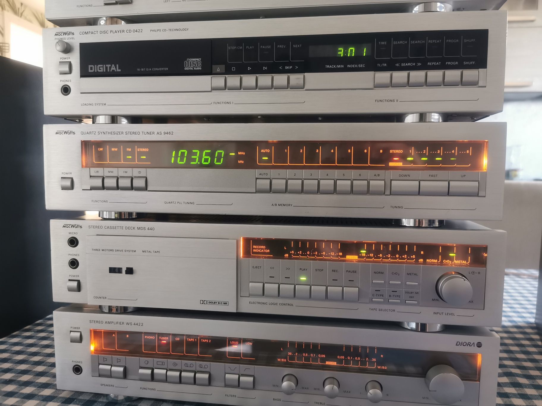 Wieża Stereo Unitra Diora MacWatts SSL 0422- 5 el. SUPER  STAN Radmor