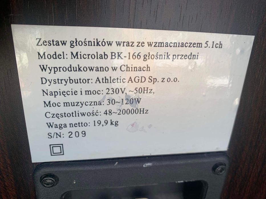 Zestaw Dwóch kolumn Microlab BK-166/Duże/Sprawne/Nowa Sól!