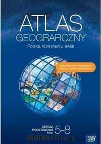NOWY) Atlas geograficzny klasa 5-8 Polska kontynenty świat Nowa Era