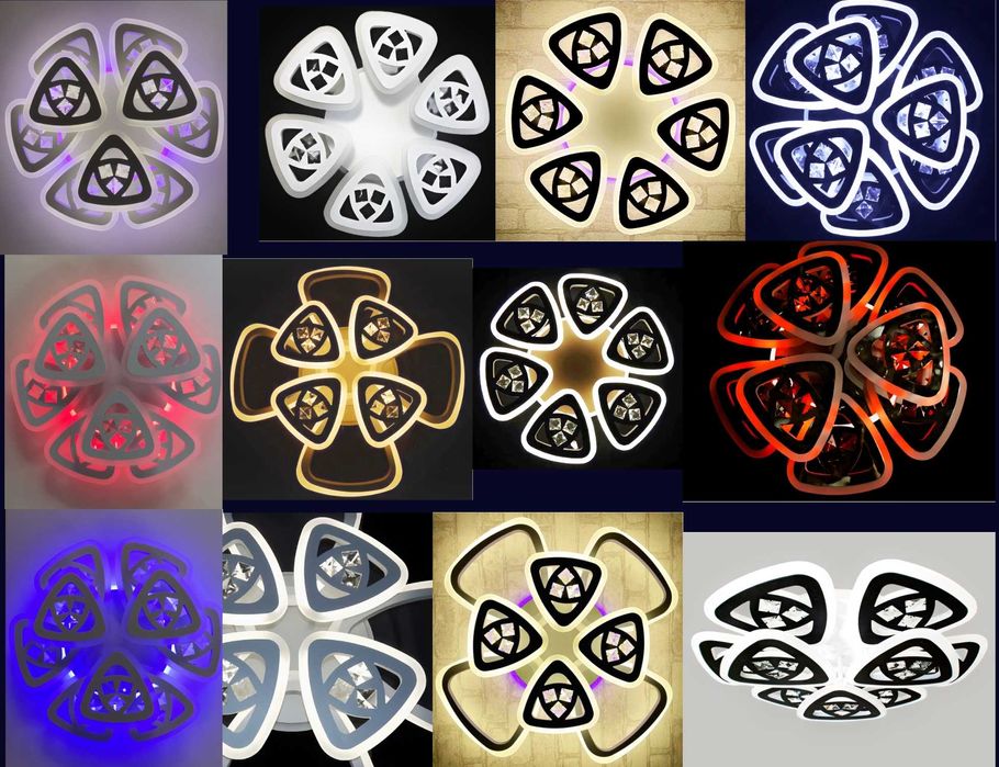 Светодиодная люстра с пультом цветной подсветкой диммер лед RGB