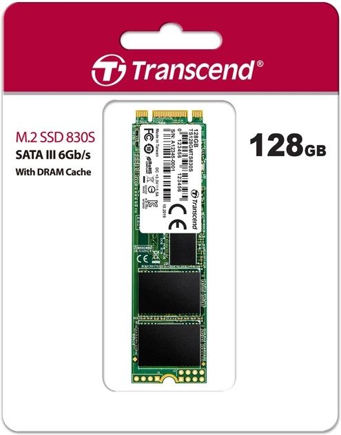 Transcend SSD MTS830S 128GB M.2 SATA III 3D-NAND TLC (TS128GMTS83OS)