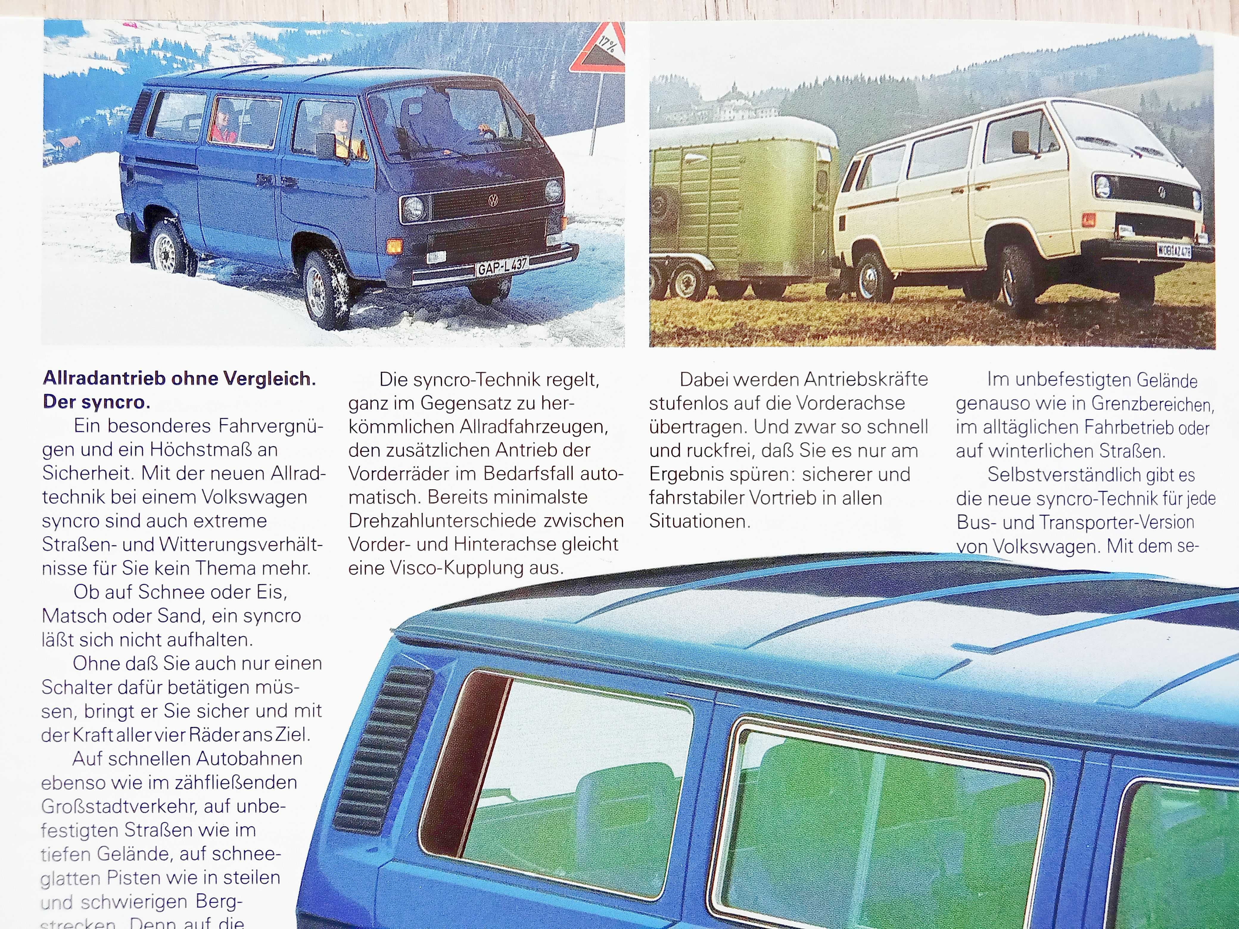 Volkswagen Caravelle Kombi Carat Multivan Syncro - prospekt VW T3 1989