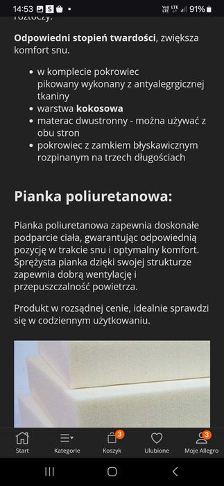 Materac 60/120, zupełnie nowy! Zero śladow użytkowania