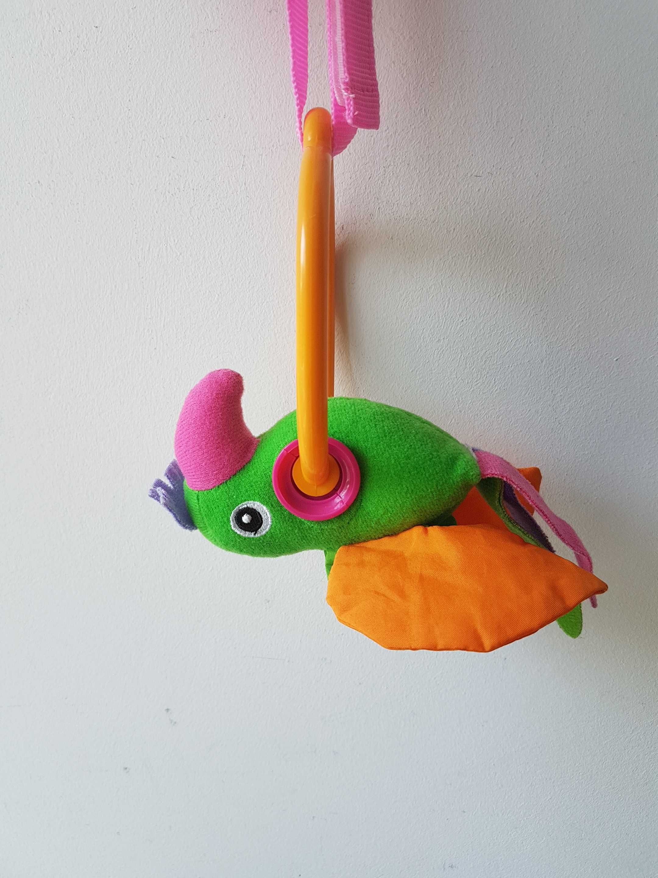 Zabawka niemowlęca zawieszka pluszowa papuga szeleści obraca się