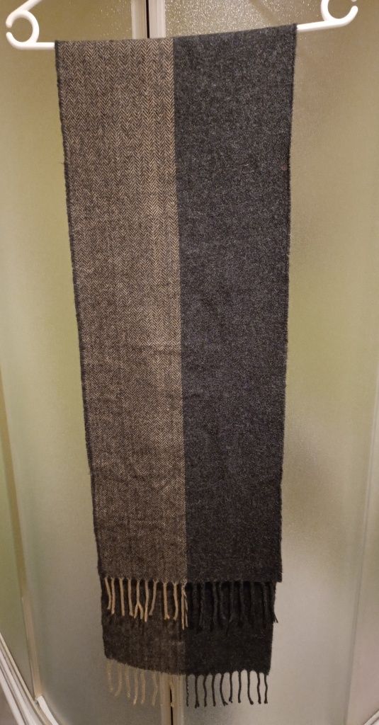 Ciepły duży szal wełnianoakrylowy, Uniseks, 180 x 29 cm