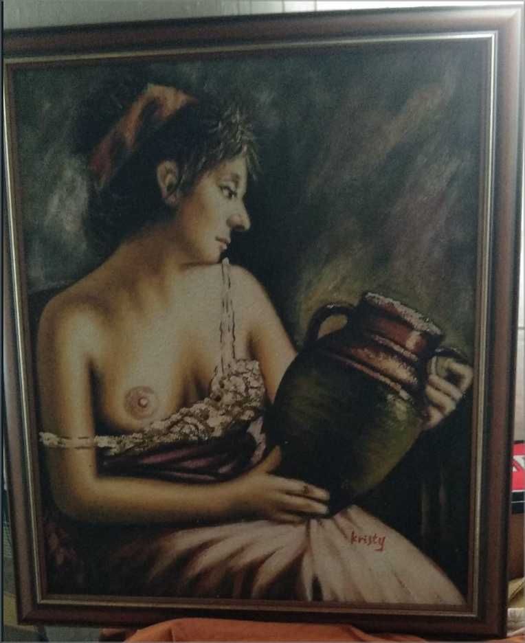 Óleo vintage sobre tela - 60x40 - Kristy