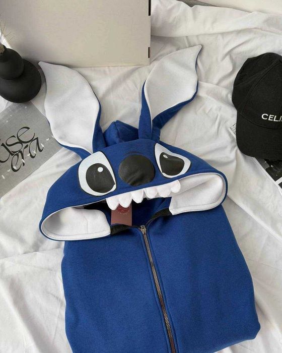 Жіночий Зіп-худі з вушками Стіча Оверсайз тепле