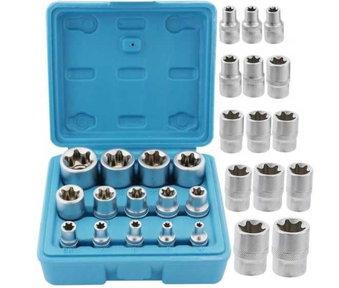 Komplet nasadek E-TORX na 1/2", 3/8" i 1/4”