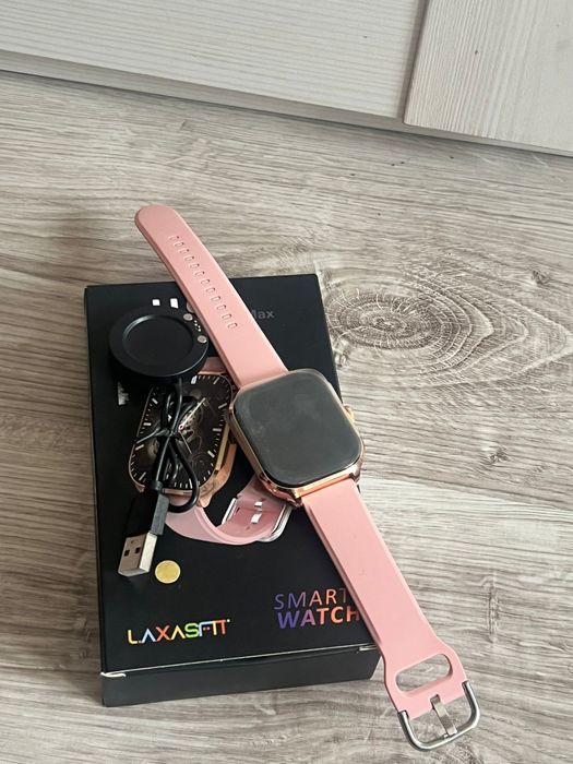 Elegancki smartwatch damski z funkcją rozmów – różowe złoto | LaxasFit