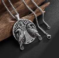 Fio colar necklace viking odin thor corvos runas árvore da vida